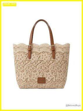 Vintage Lace Crochet Kiss Lock Shoulder Bag Large Tote Purse